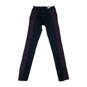 Rag & Bone Skinny Jeans Womens 26  Black Wine Striped Tuxedo Stretch 29 Inseam